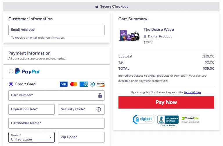 The Genius Wave Checkout Page